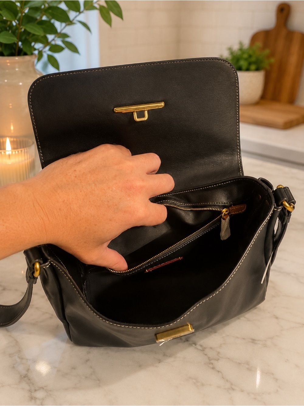 Coach Slouchy Rogue Black Leather Top-Handle Satchel retail $675 - Picture 9 of 12